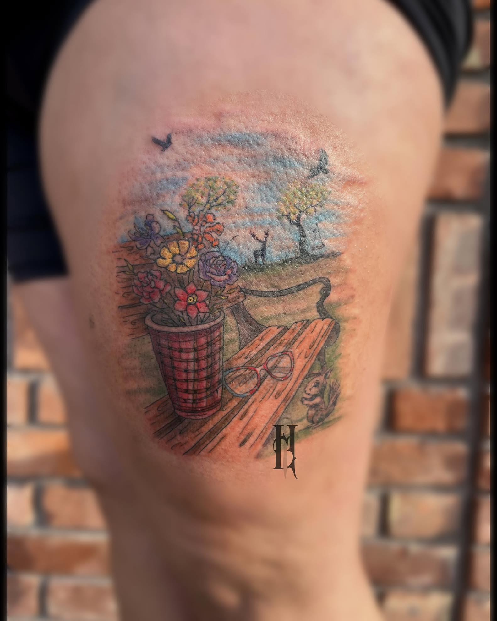 Flower arrangement realism tattoo on the shoulder by Tattoos by Dan Hatcher Carr, Parma, Ohio