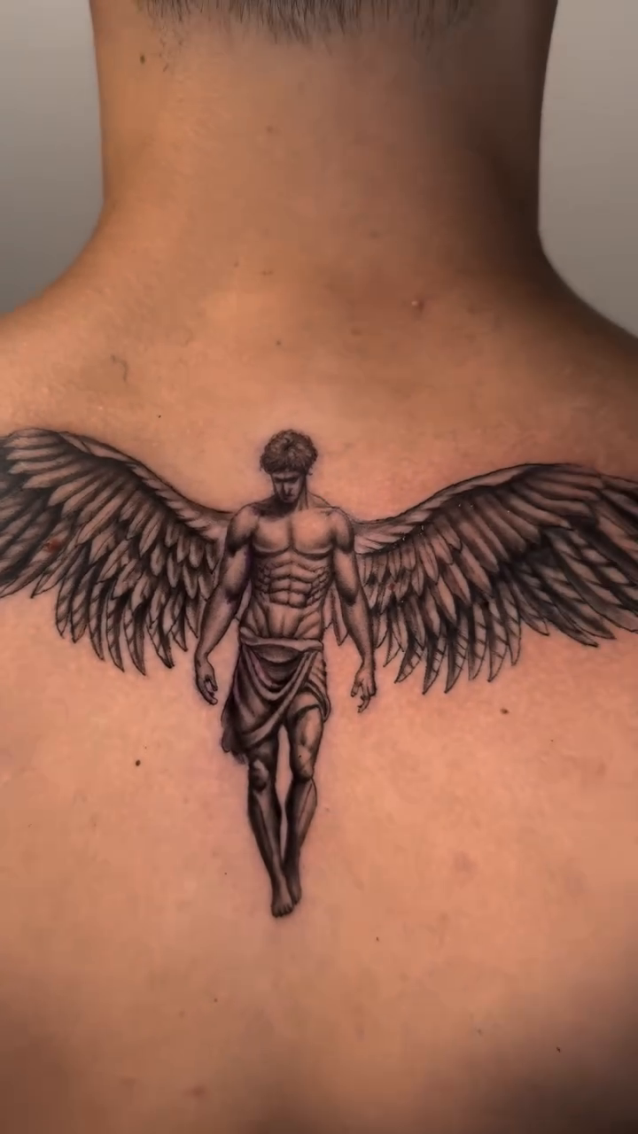 Angel realism tattoo by Tiago Britto