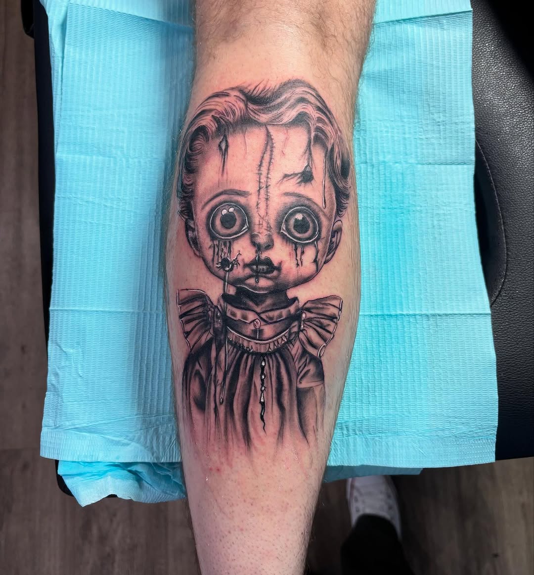 Tattoo by @alyssa.t.tattoos — dark_realism, black_and_grey