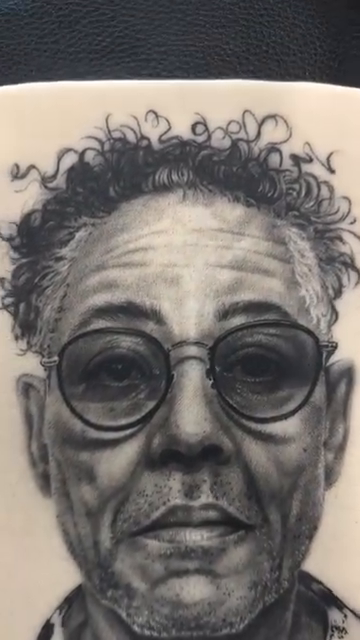 Portrait of Giancarlo Esposito realism tattoo by Justin James