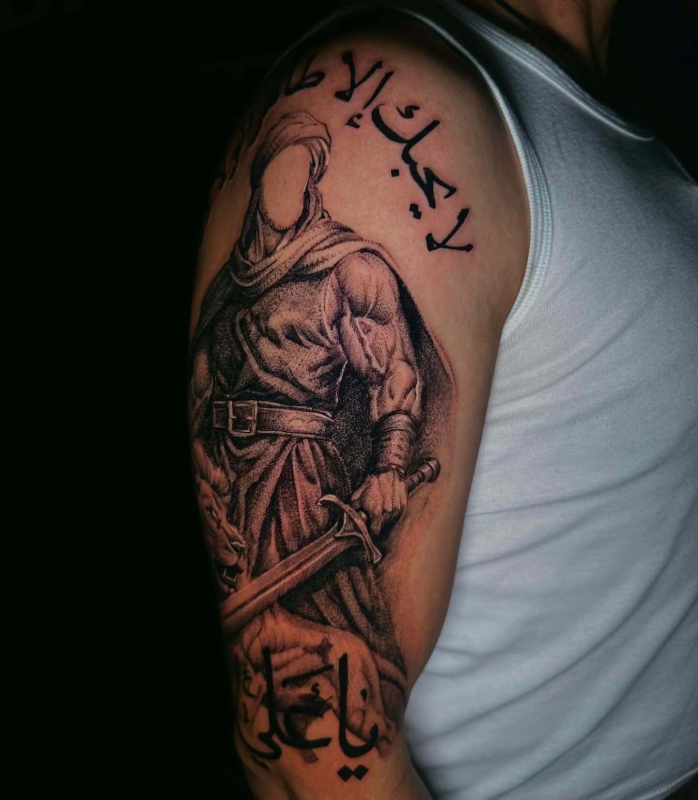 Warrior with sword realism tattoo on the upper arm by ☆ LULU ☆ Licence No. 108595