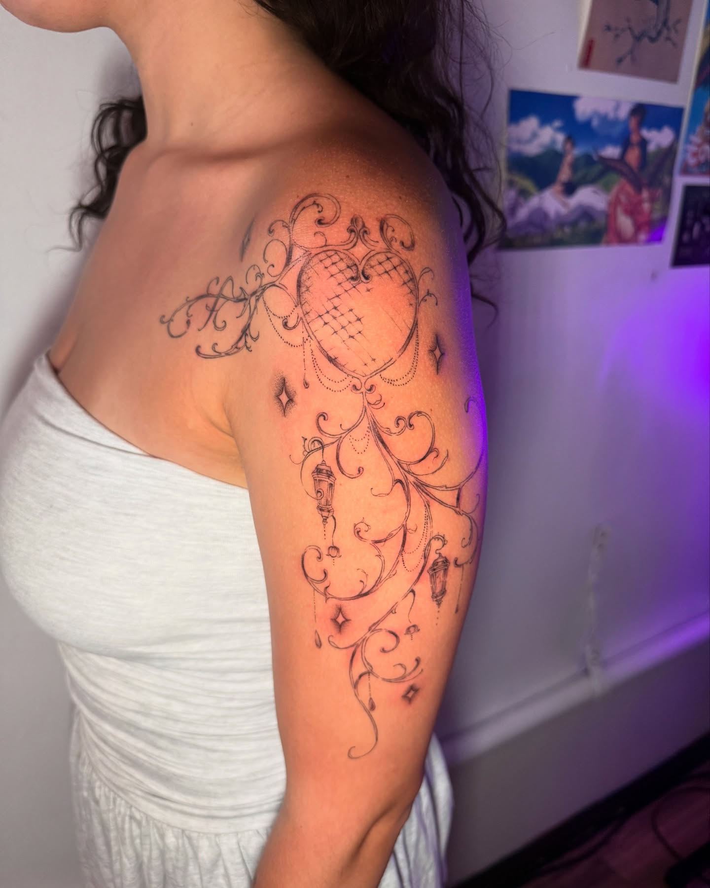Scrollwork ornamental tattoo on the shoulder by aamora ꩜