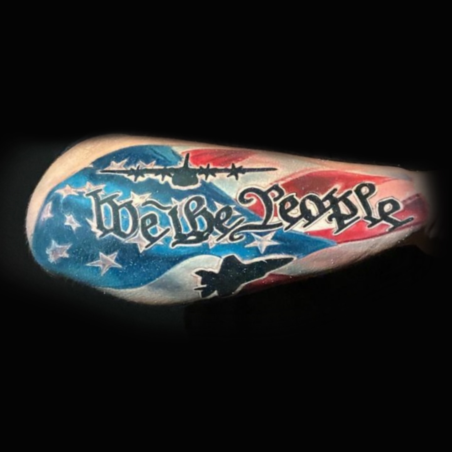 We the people American traditional tattoo on the forearm by Brandon Bowie