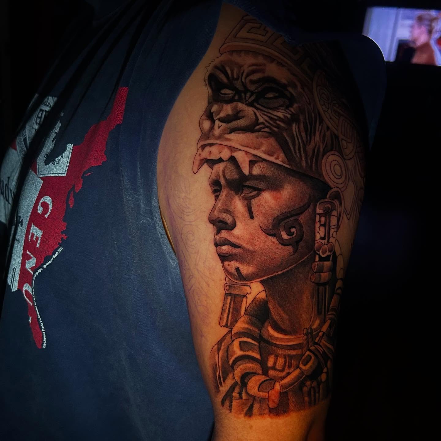 Ancient warrior realism tattoo on the forearm by Alex Cruz 707