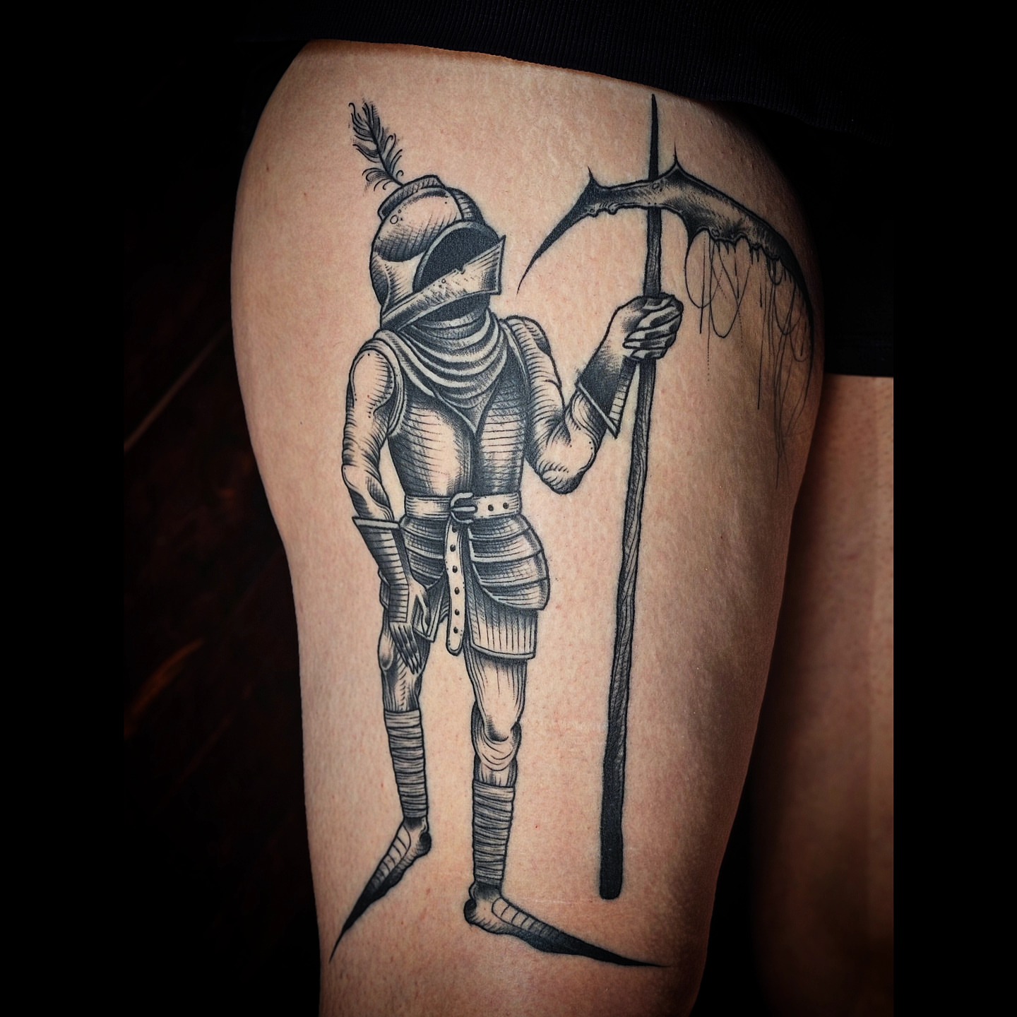 Tattoo by @doveandtoad — black_and_grey