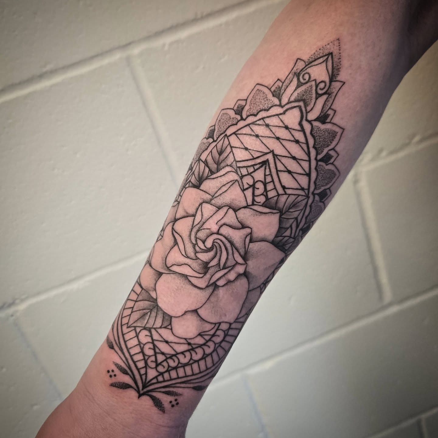 Tattoo by @myinklady — black_and_grey, geometric