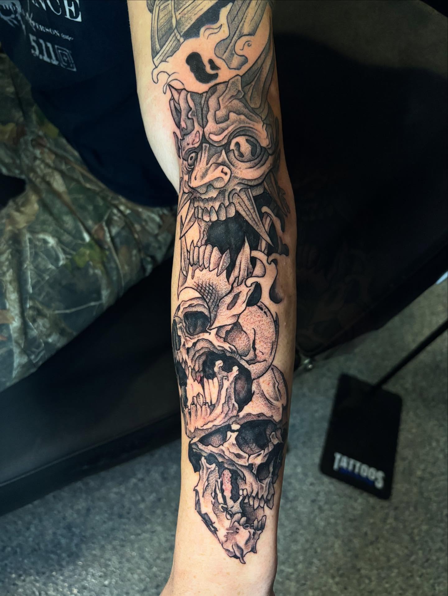 Tattoo by @tatt2dennis — black_and_grey, dark_realism