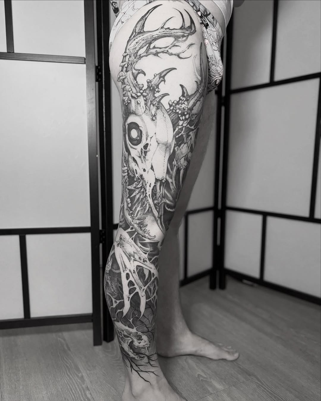 Tattoo by @blightttattoo — dark_realism, blackwork