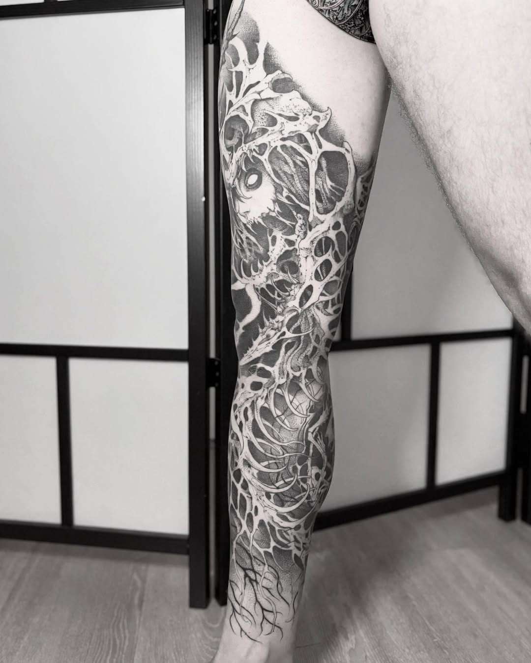 Tattoo by @blightttattoo — black_and_grey, dotwork