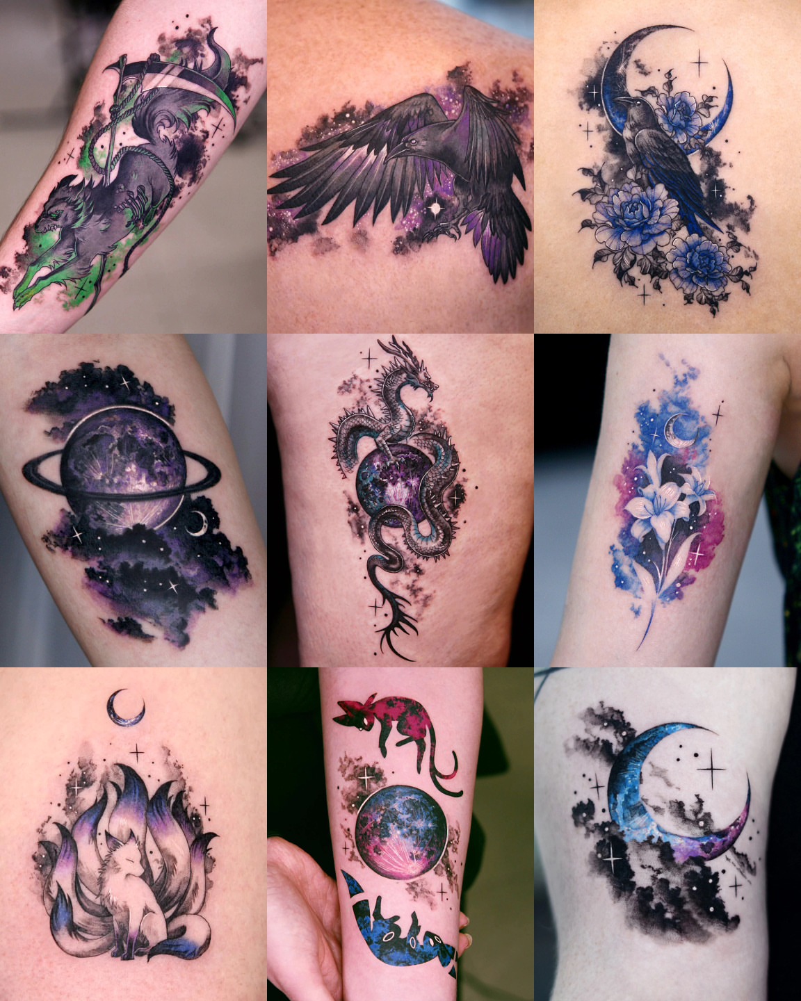 Astronomy-themed dotwork tattoo on the upper arm by danha_seoul tattooist