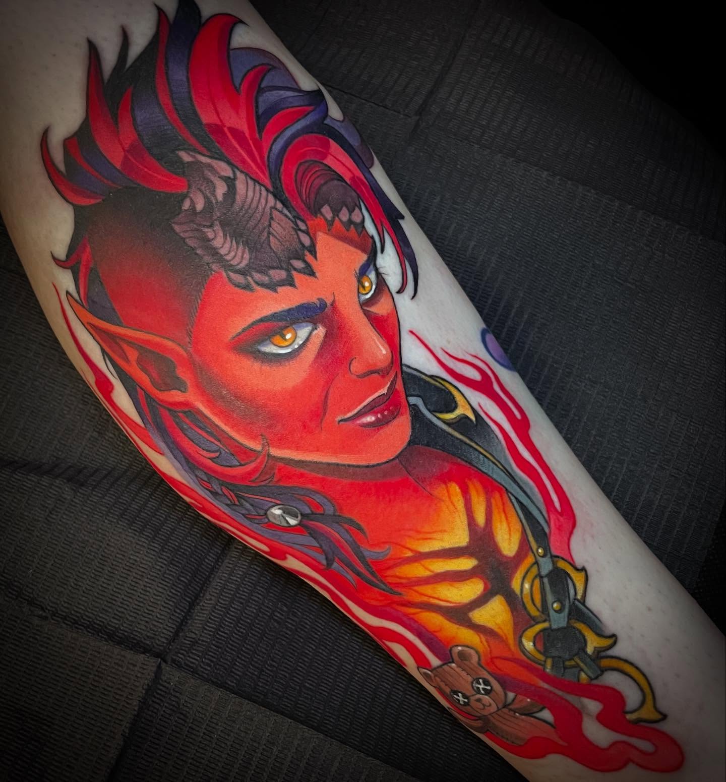Demon dark realism tattoo on the forearm by ππΈππππ π΅ππππππ