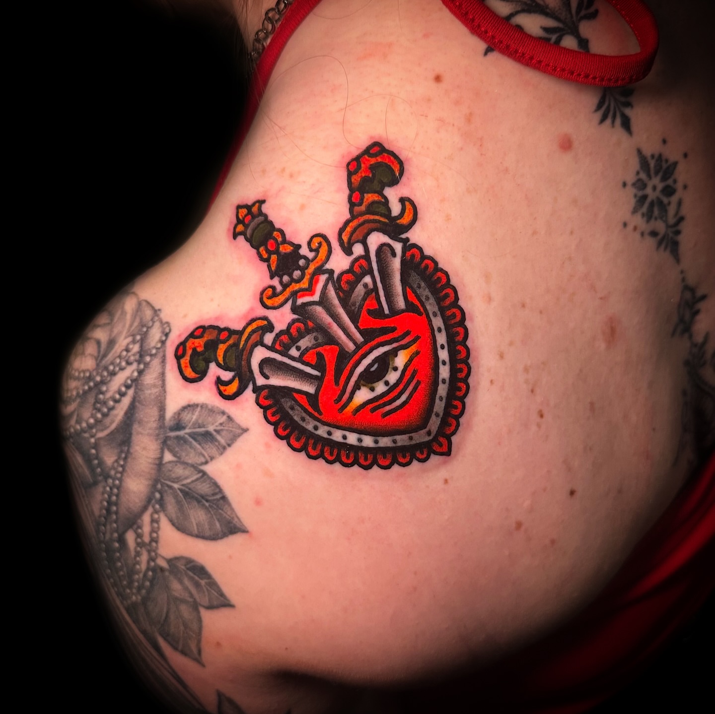 Tattoo by @dannyreistattoo — american_traditional, dotwork