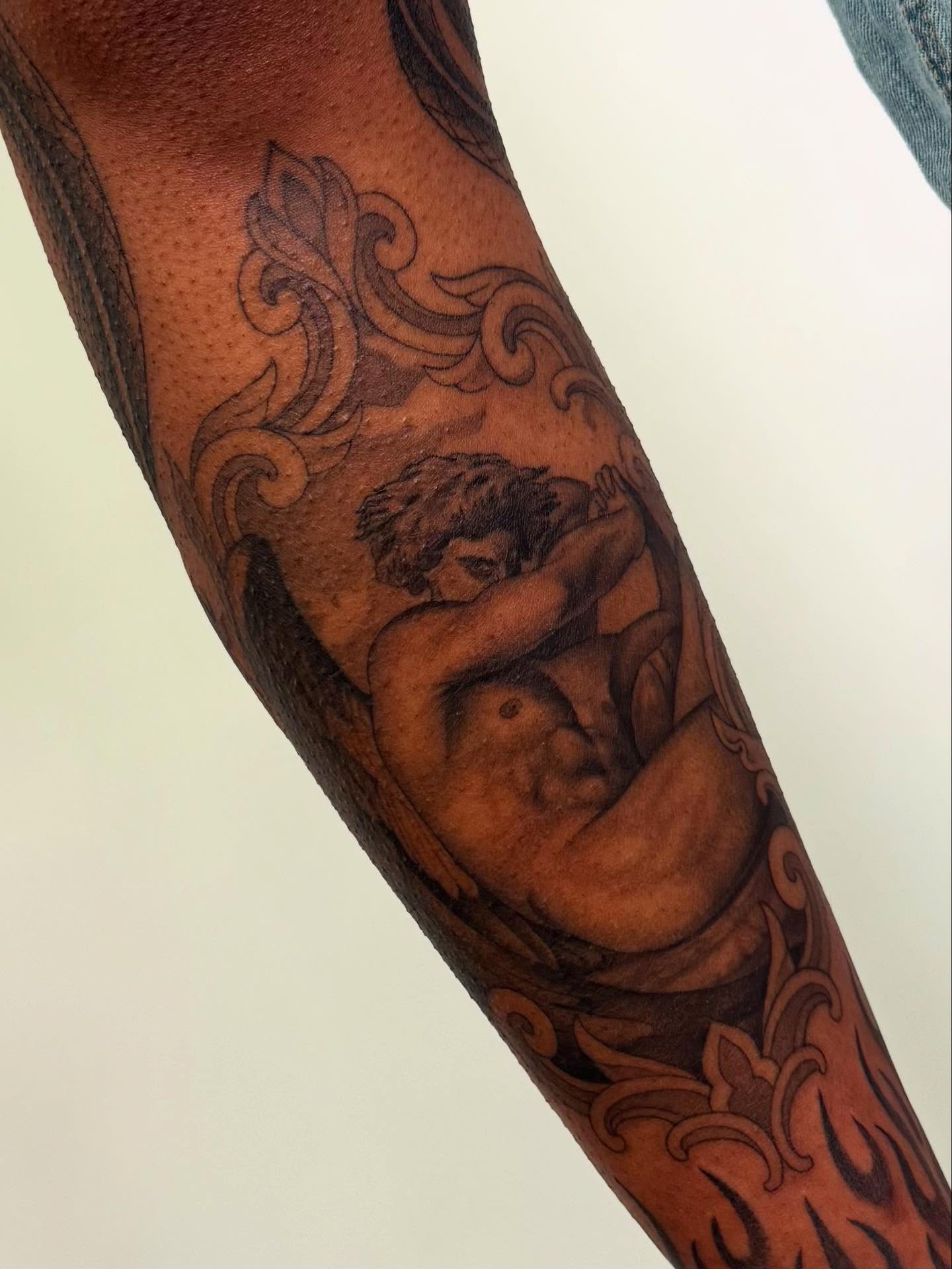 Tattoo by @tannerminocktattoos — black_and_grey
