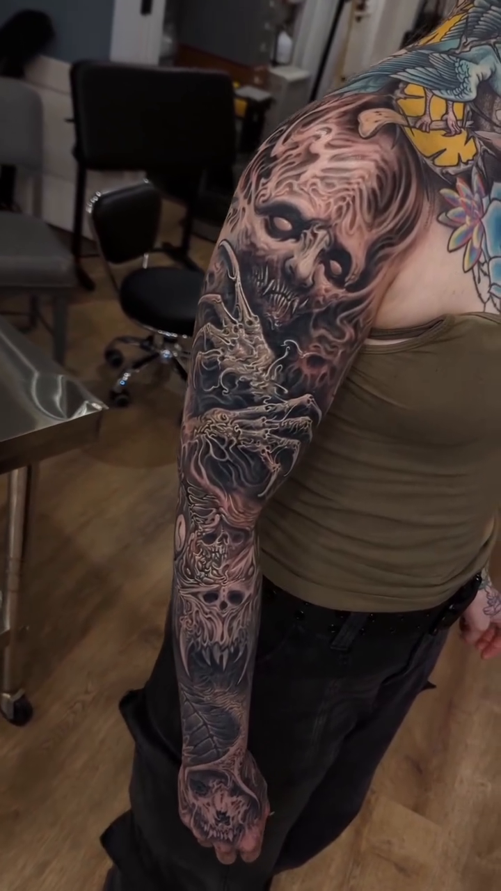 Tattoo by @jimmydalessio β dark_realism, black_and_grey