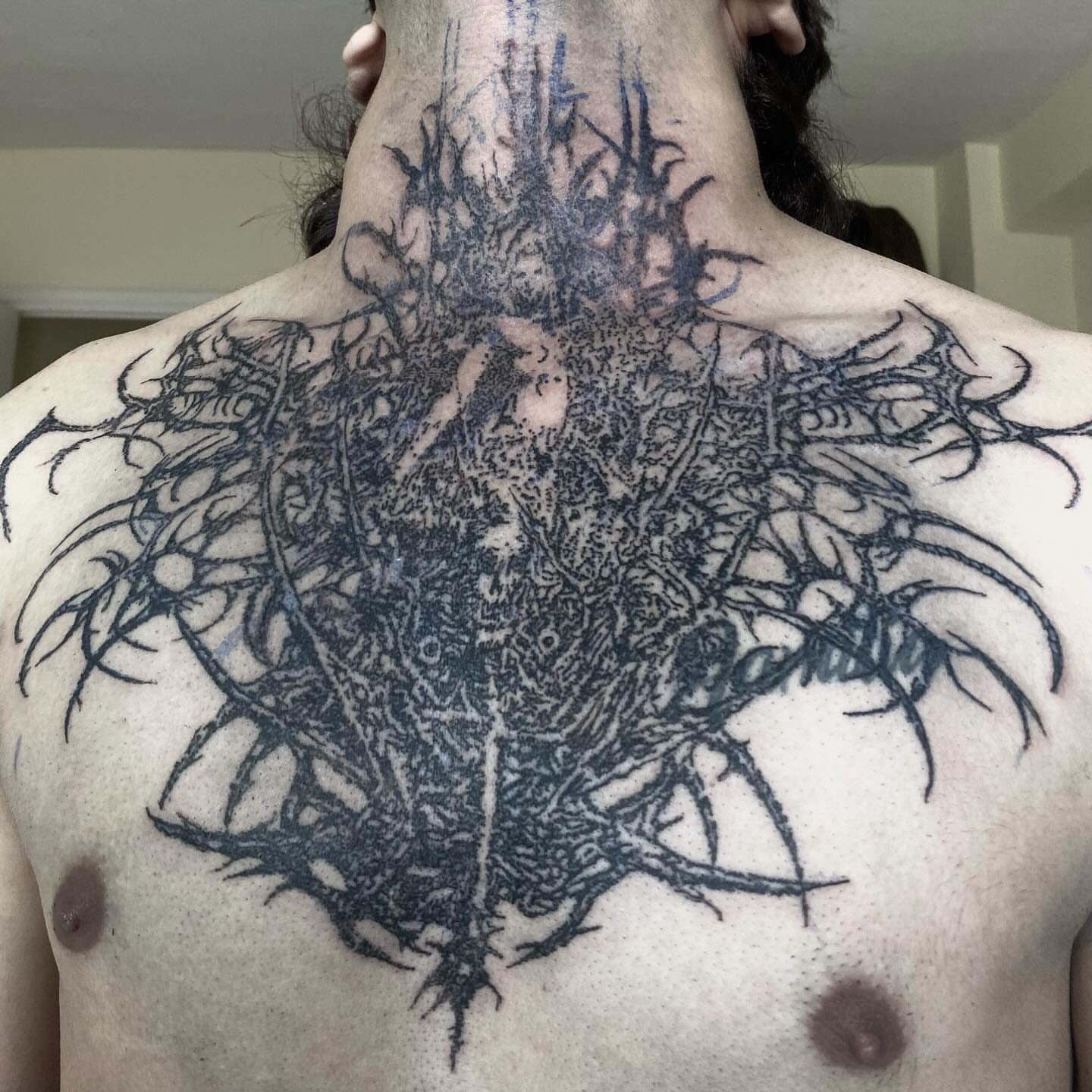 Tattoo by @sangresuciia — dotwork, black_and_grey