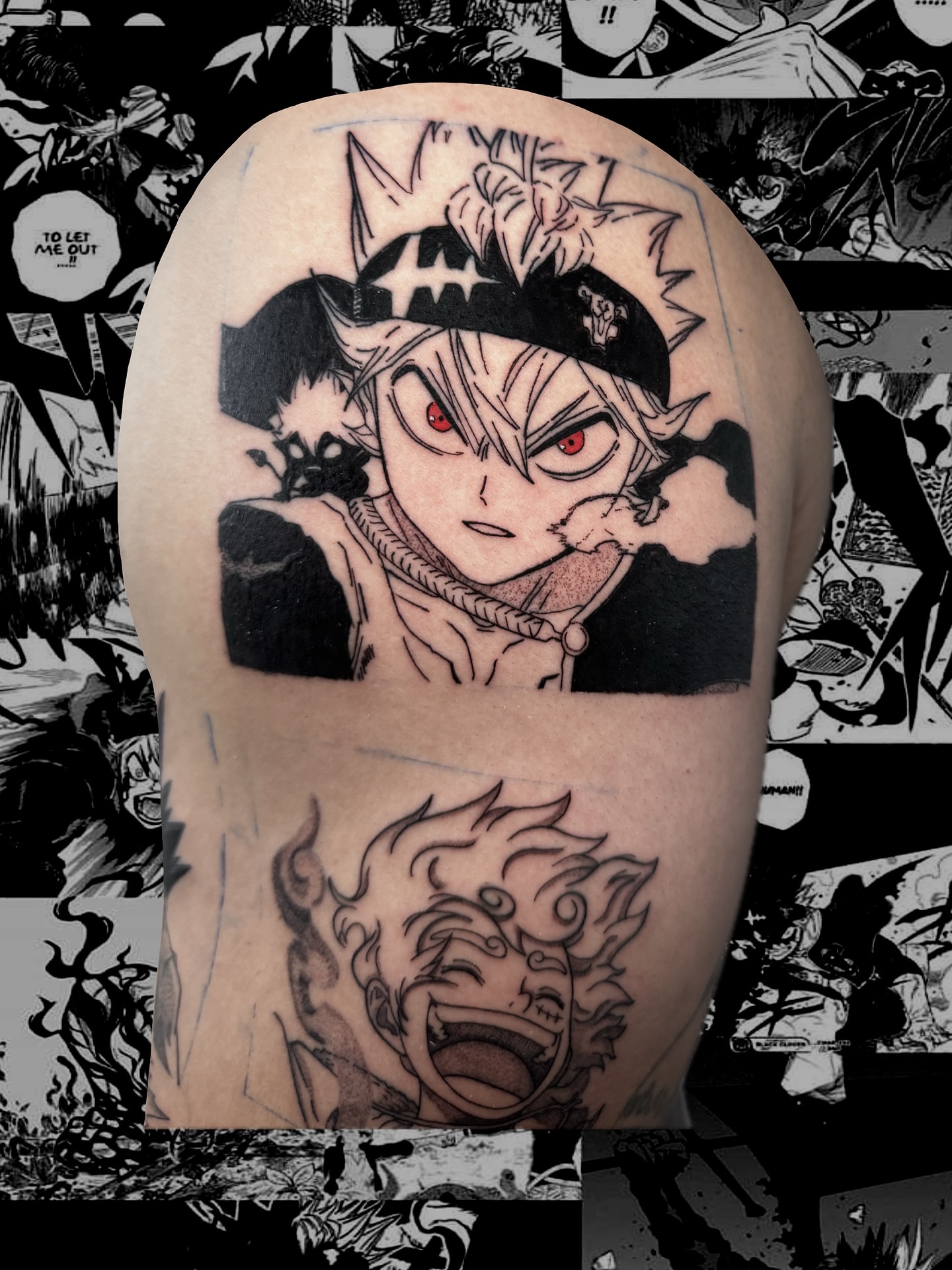 Anime character anime tattoo on the shoulder by D