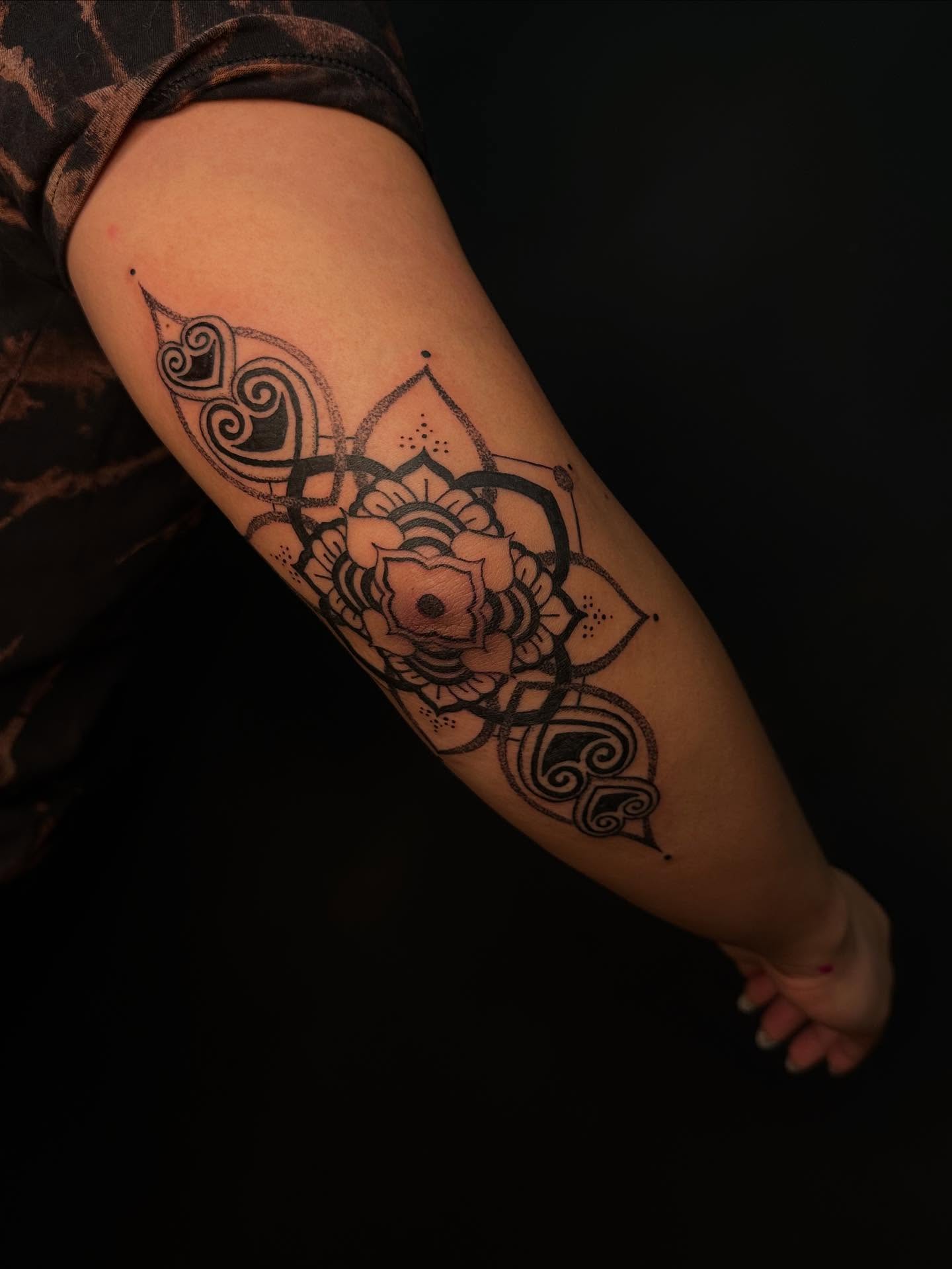 Lotus flower black and grey tattoo on the forearm by Kerusha (Bay Area Tattoo Artist)