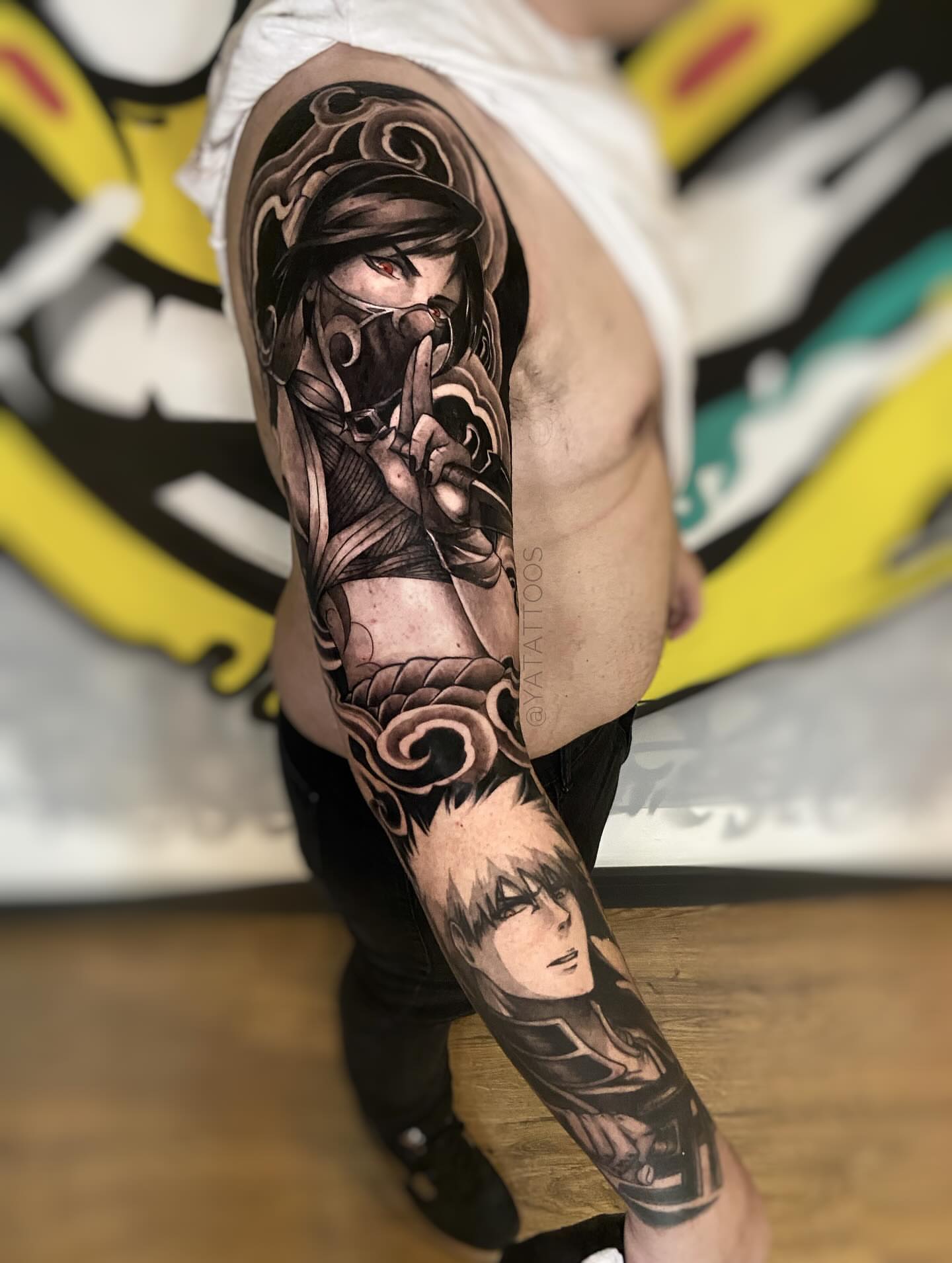 Anime character anime tattoo on the forearm by Yasmin Almeida
