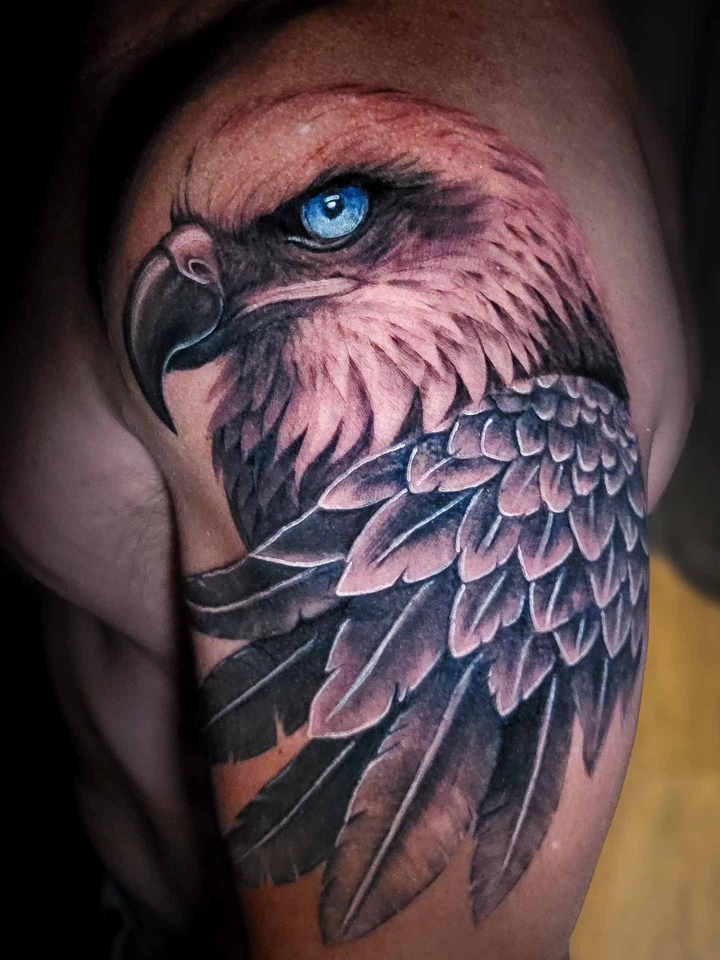 Eagle realism tattoo on the shoulder by Jesse TheTerrible