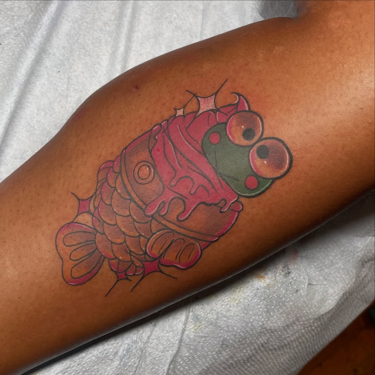 Fish American traditional tattoo on the forearm by ⓒⓨⓡⓤⓢ
