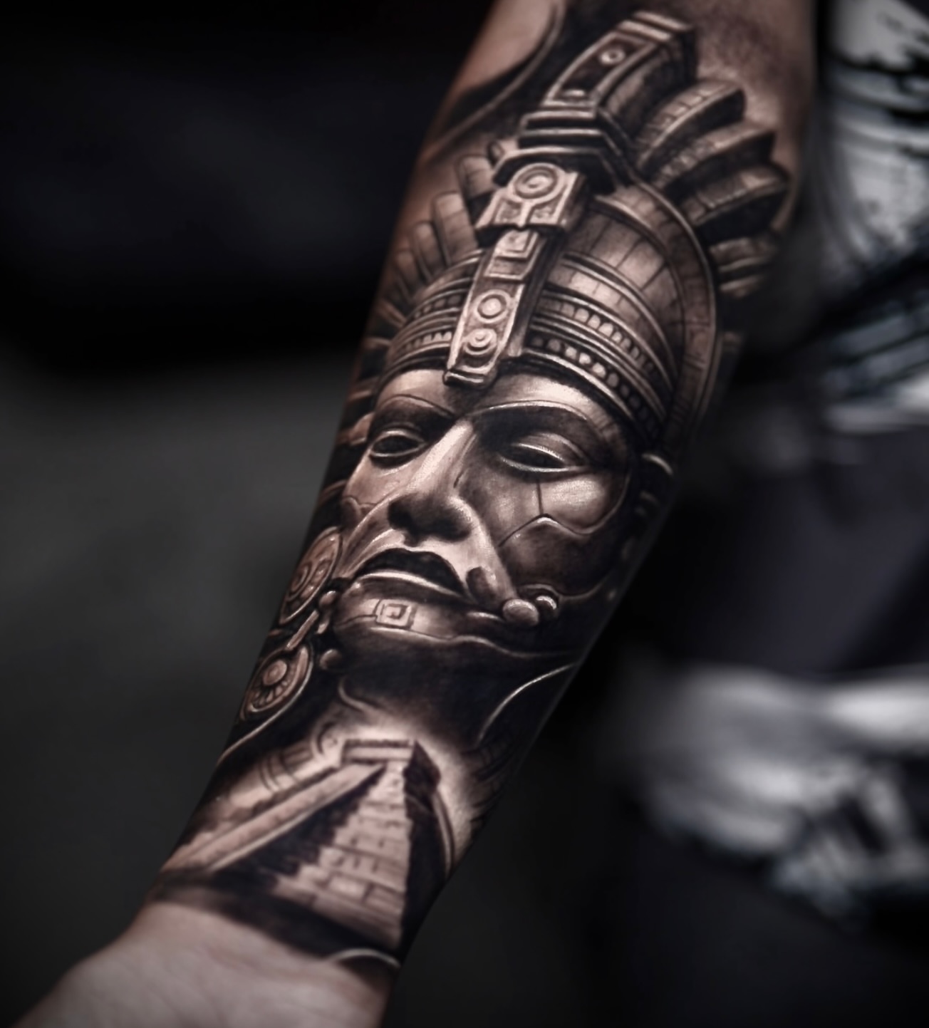 Ancient mask realism tattoo on the forearm by π¨π»βπ¨Ever luis Rivero π¨π»βπ¨