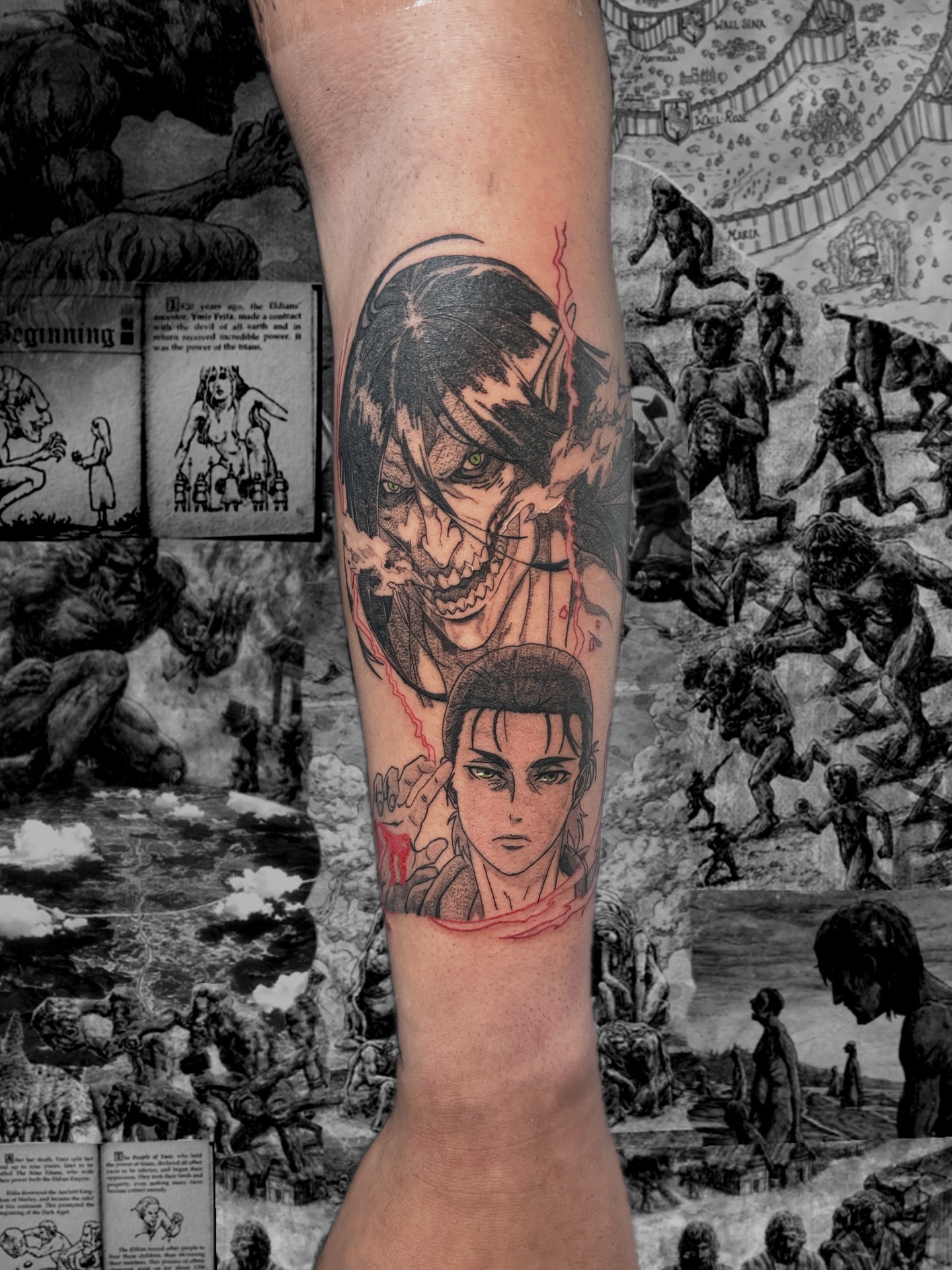 Anime characters anime tattoo on the forearm by D