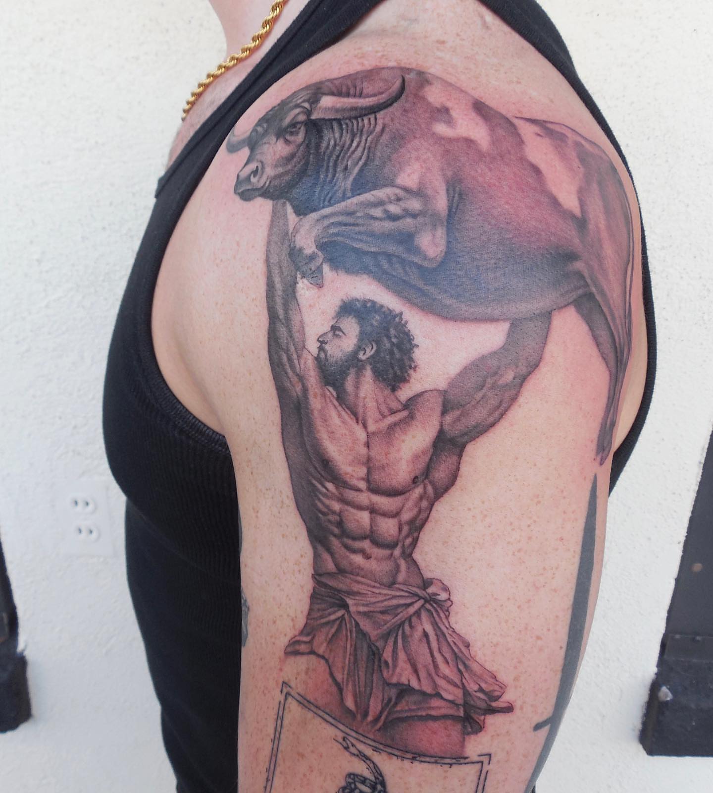 Tattoo by @fortune_glory — realism, black_and_grey