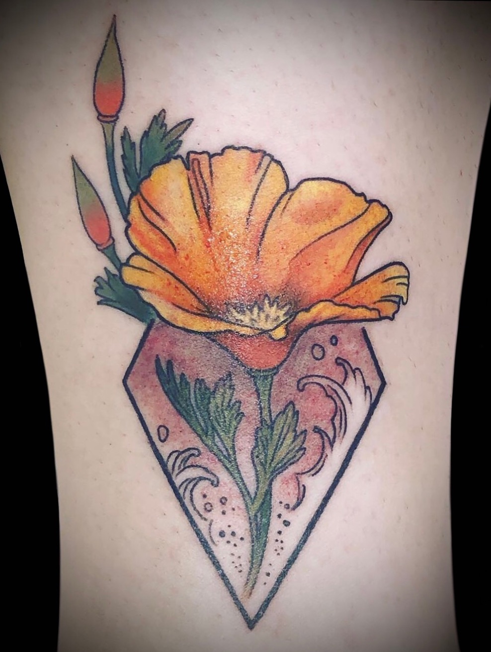 Tattoo by @rubyocity — geometric, watercolor