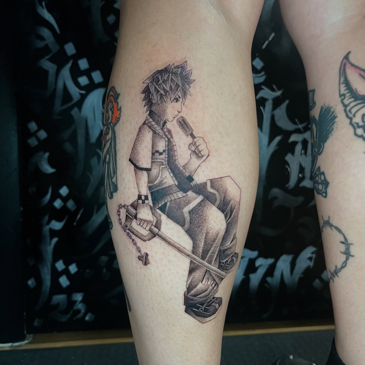 Tattoo by @vapidstar — dotwork, anime