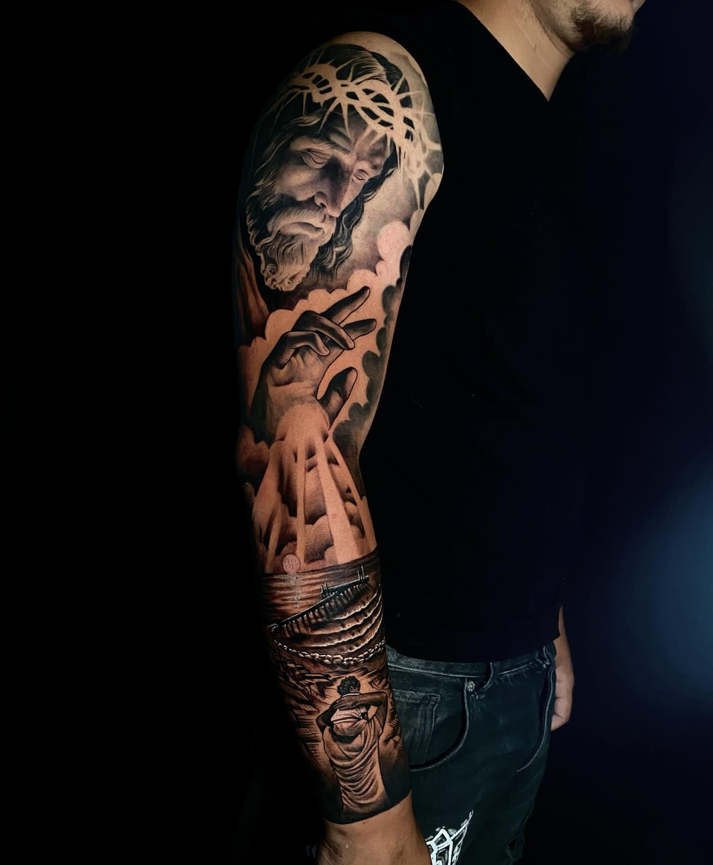 Religious figure realism tattoo on the forearm by Marquin π§π·