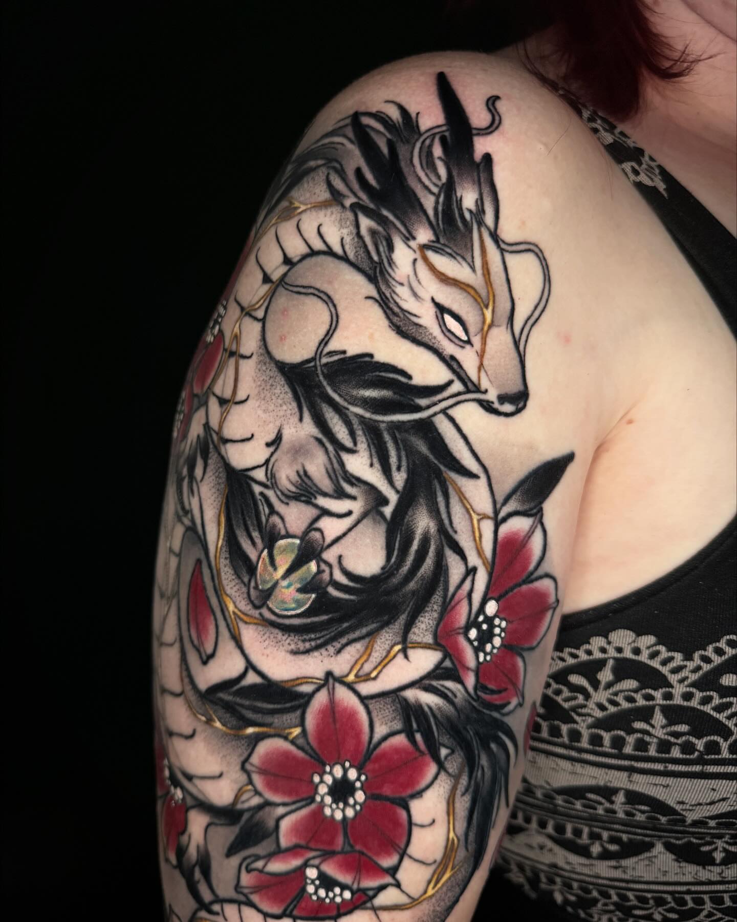 Tattoo by @yesitattoos — japanese_irezumi, dotwork