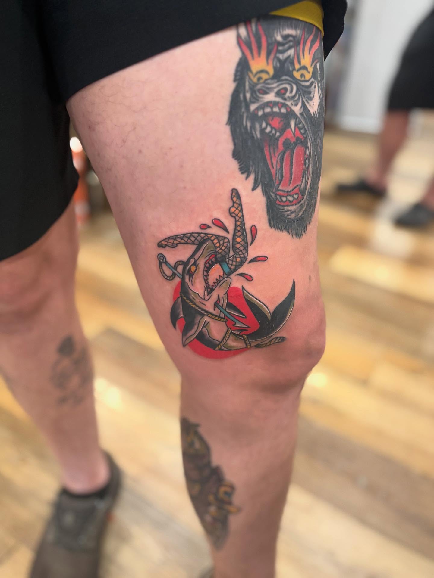 Tattoo by @foxesden666 — american_traditional, dotwork