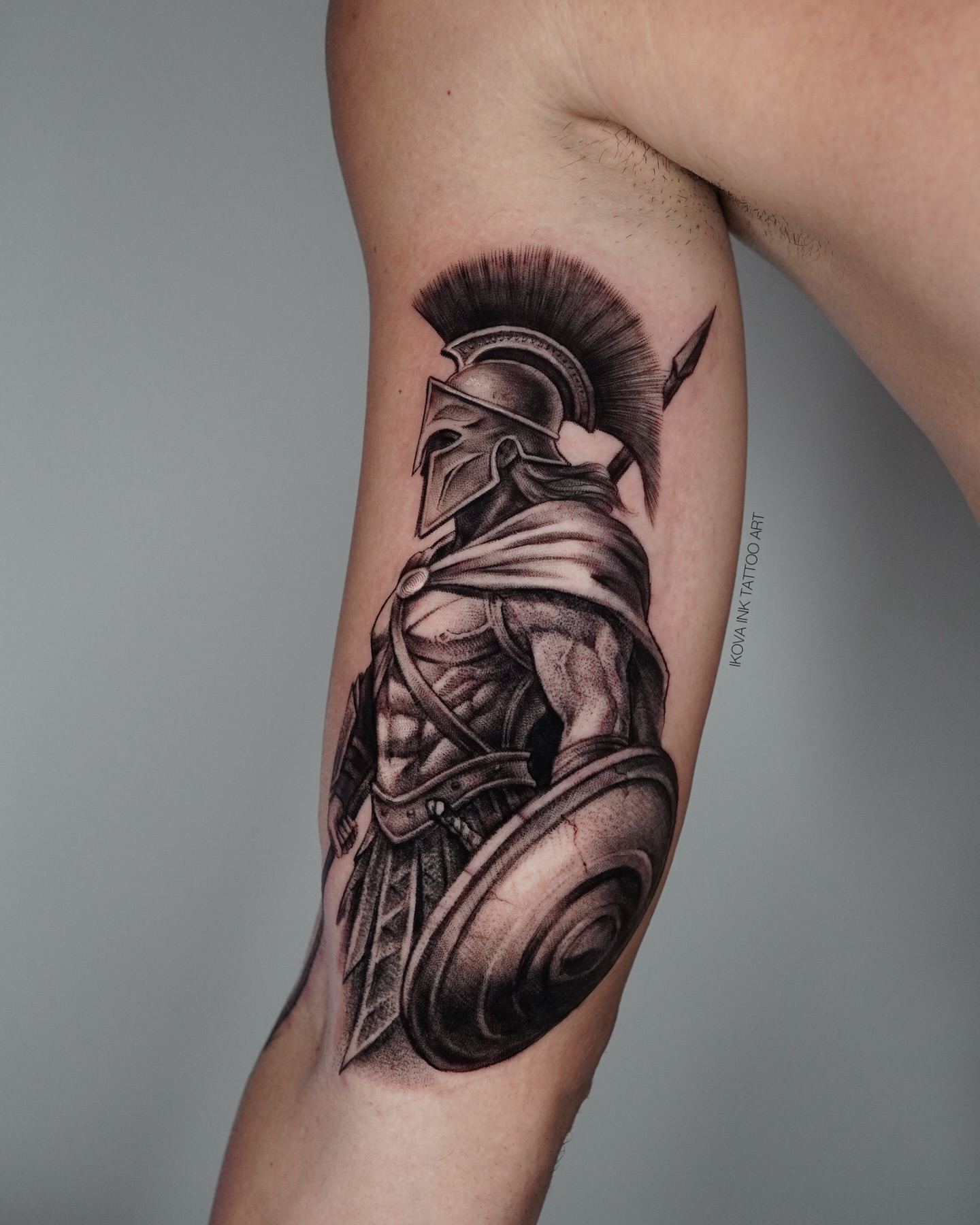 Spartan warrior realism tattoo on the forearm by Tattoo Artist Miami & la, Hollywood, Florida