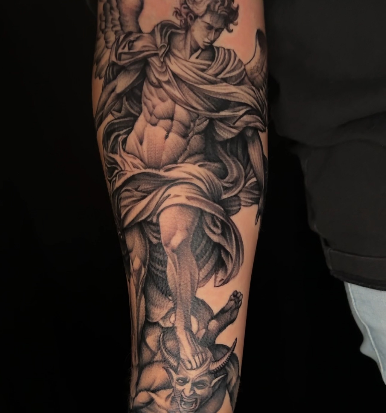 Statue of david realism tattoo on the forearm by Gabah🌹