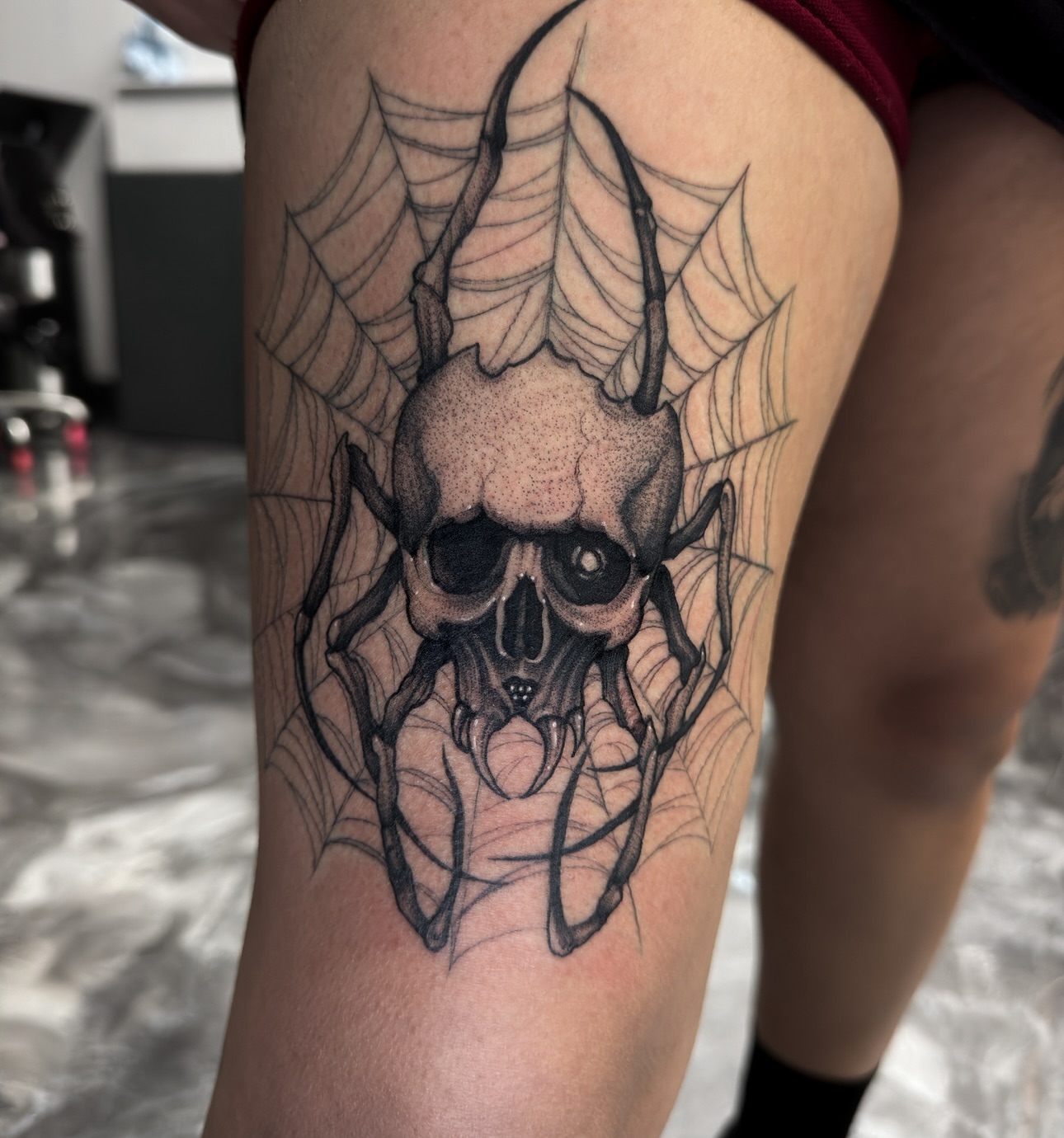 Tattoo by @thegabah — dotwork, black_and_grey
