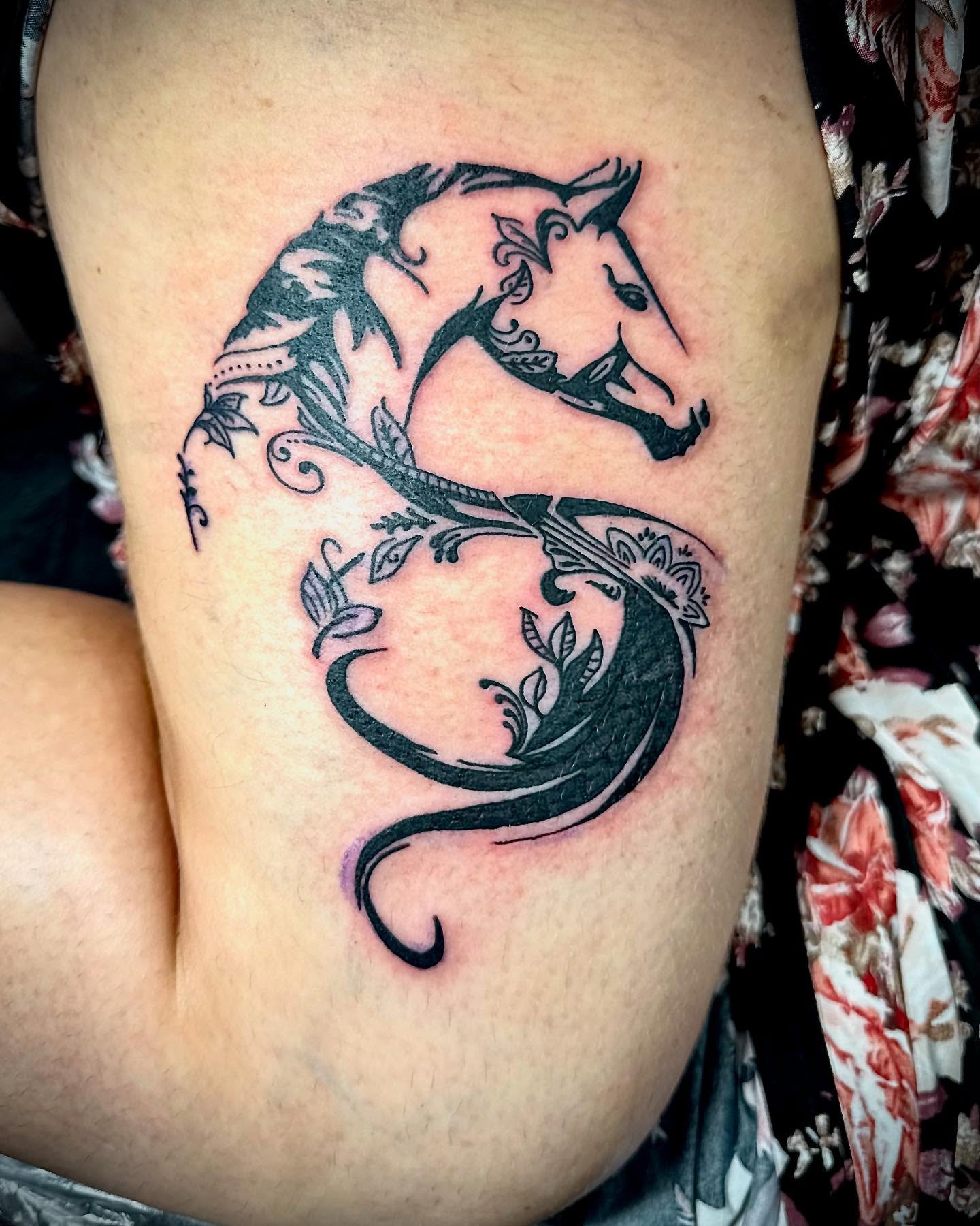 Tattoo by @poppins1384 — black_and_grey, ornamental