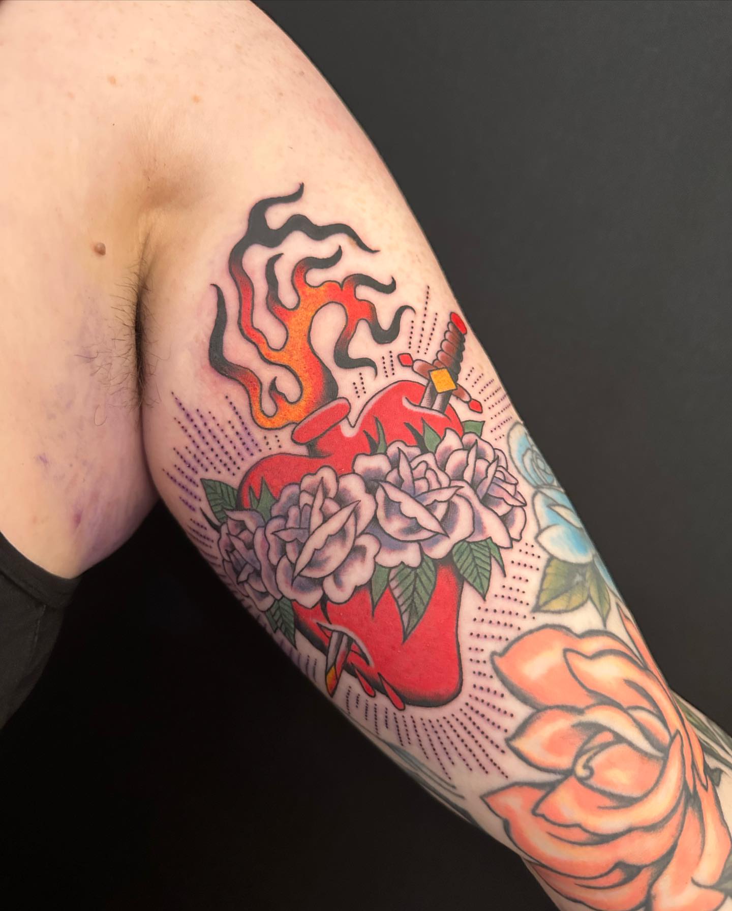 Tattoo by @stacyfevinger — american_traditional, dotwork