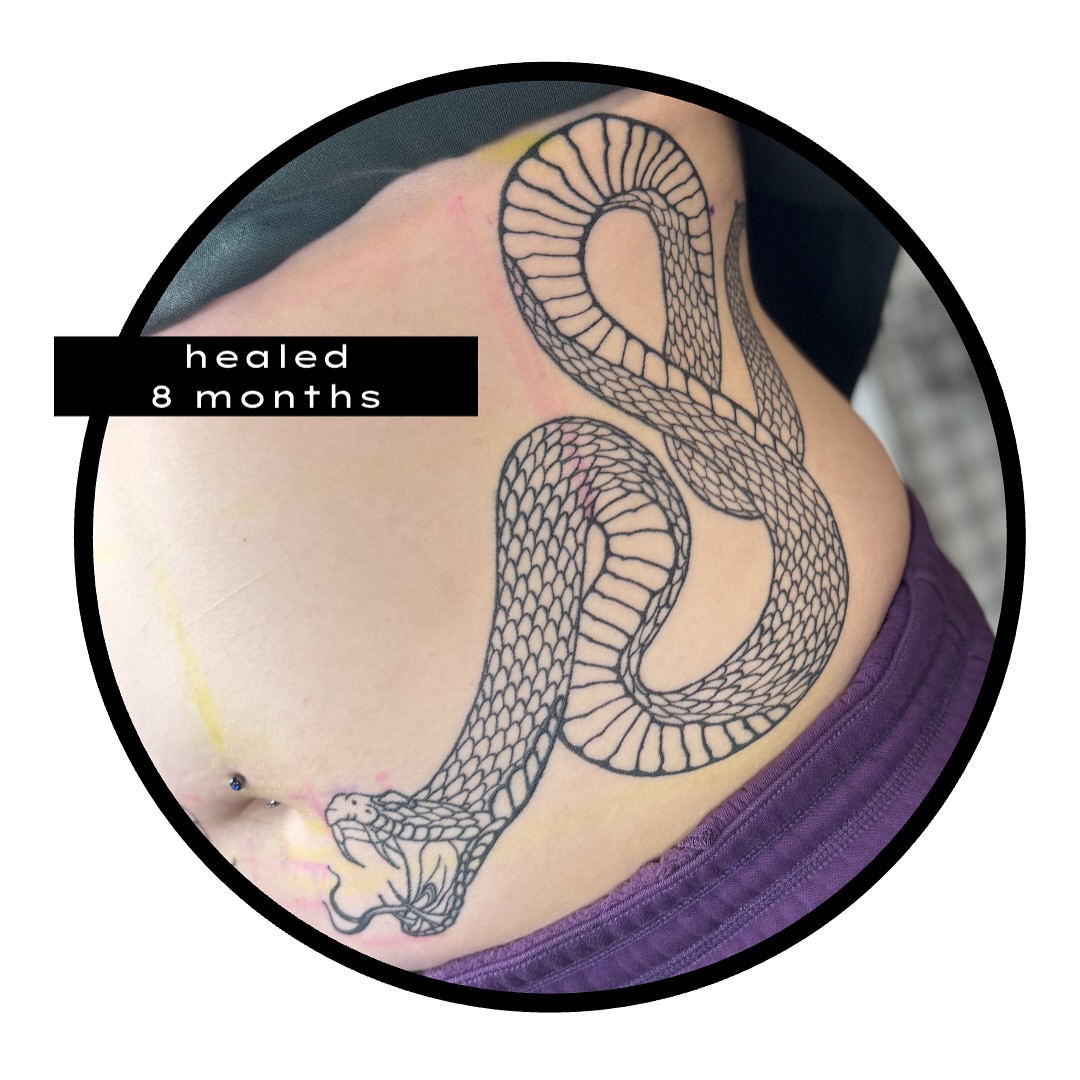 Snake black and grey tattoo by Sydney