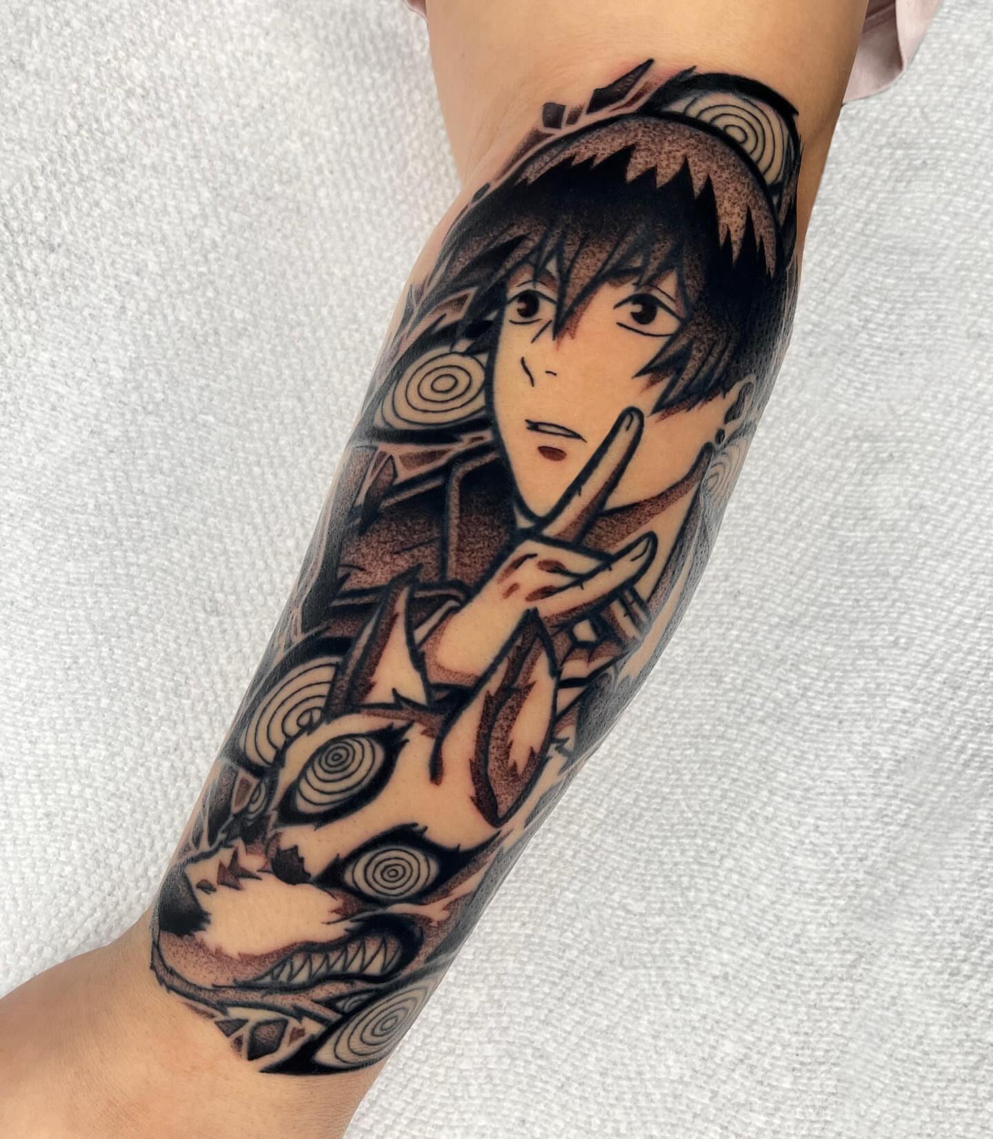 Anime character anime tattoo on the forearm by Anastasia Vives