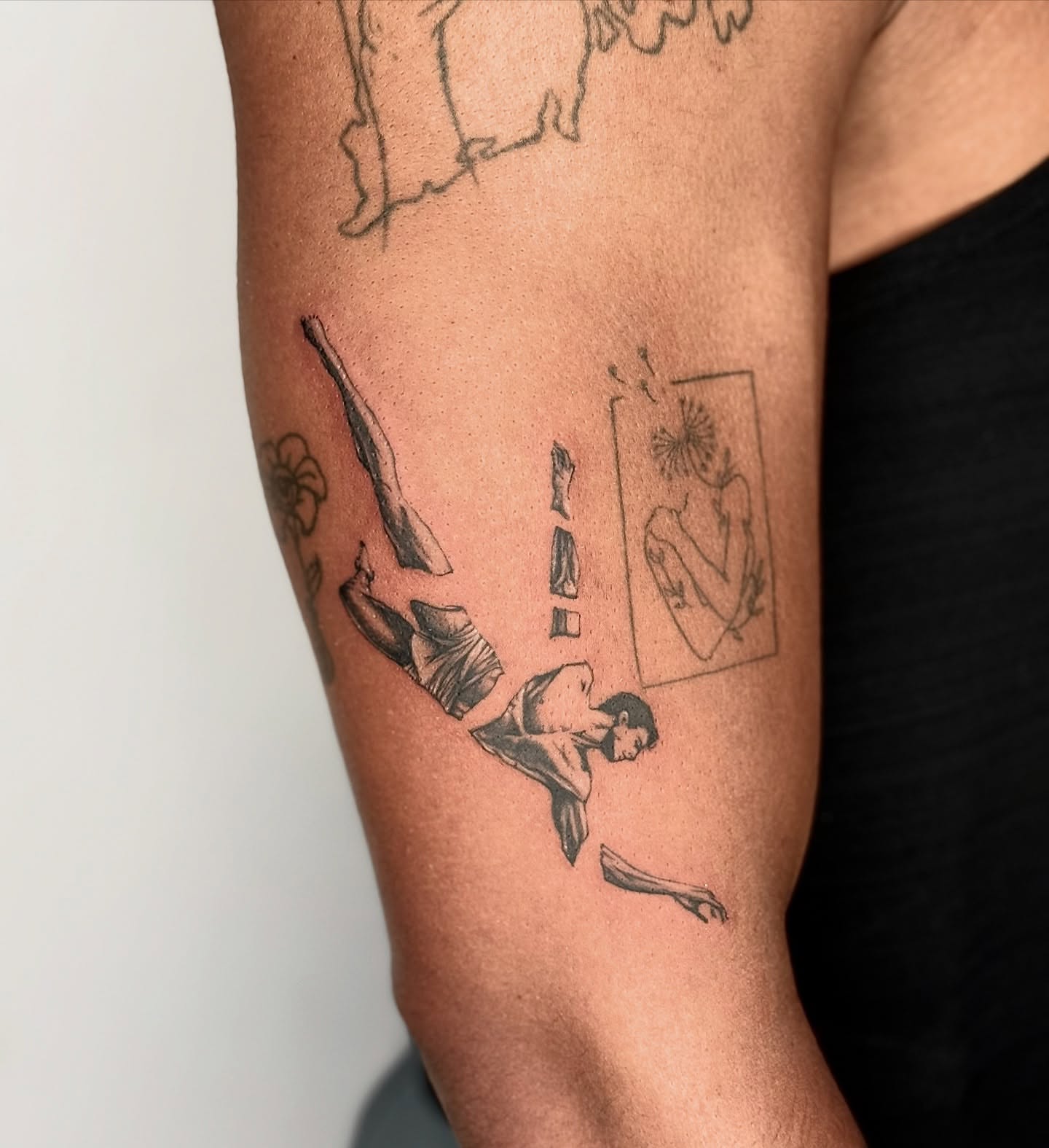 Dancer black and grey tattoo on the forearm by Miro Ink Tattoo