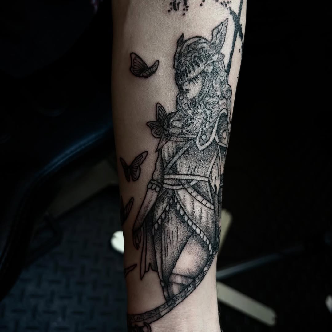 Tattoo by @gloomberrytattoos โ black_and_grey, dotwork