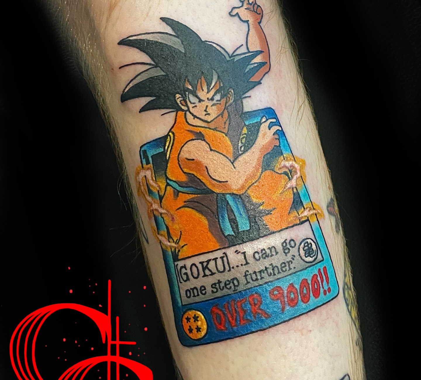Goku anime tattoo on the forearm by Colt