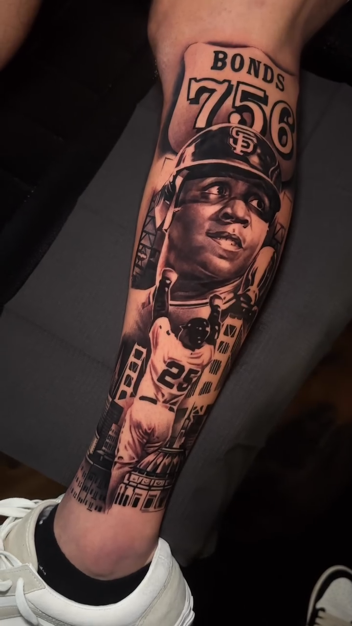 Barry Bonds realism tattoo by 𝐉𝐨𝐧 𝐒𝐚𝐧𝐭𝐨𝐬
