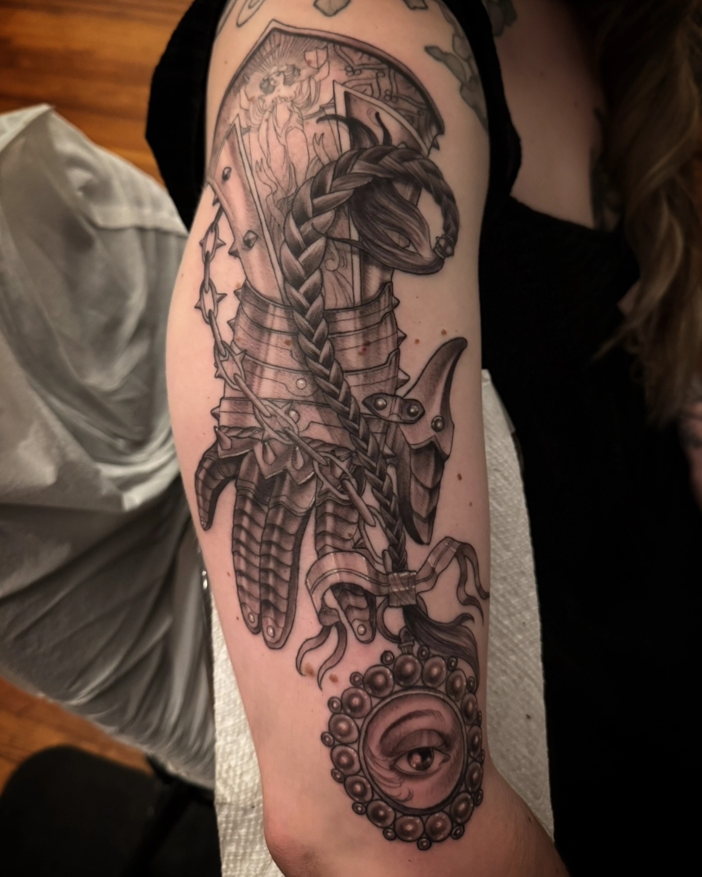 Scorpion and eye realism tattoo on the forearm by Robert Kraiza - Philadelphia Tattoo Artist