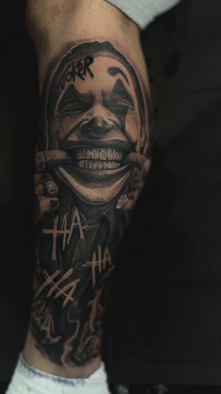 The Joker realism tattoo by Michael Tovar