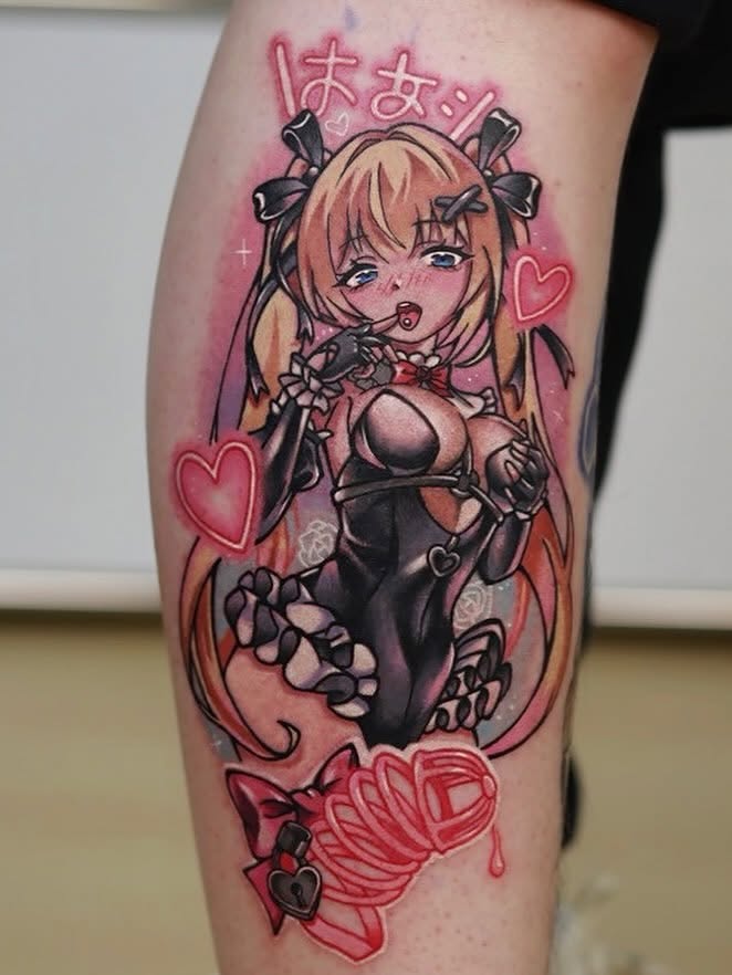 Tattoo by @kill.sweetie — anime, dotwork