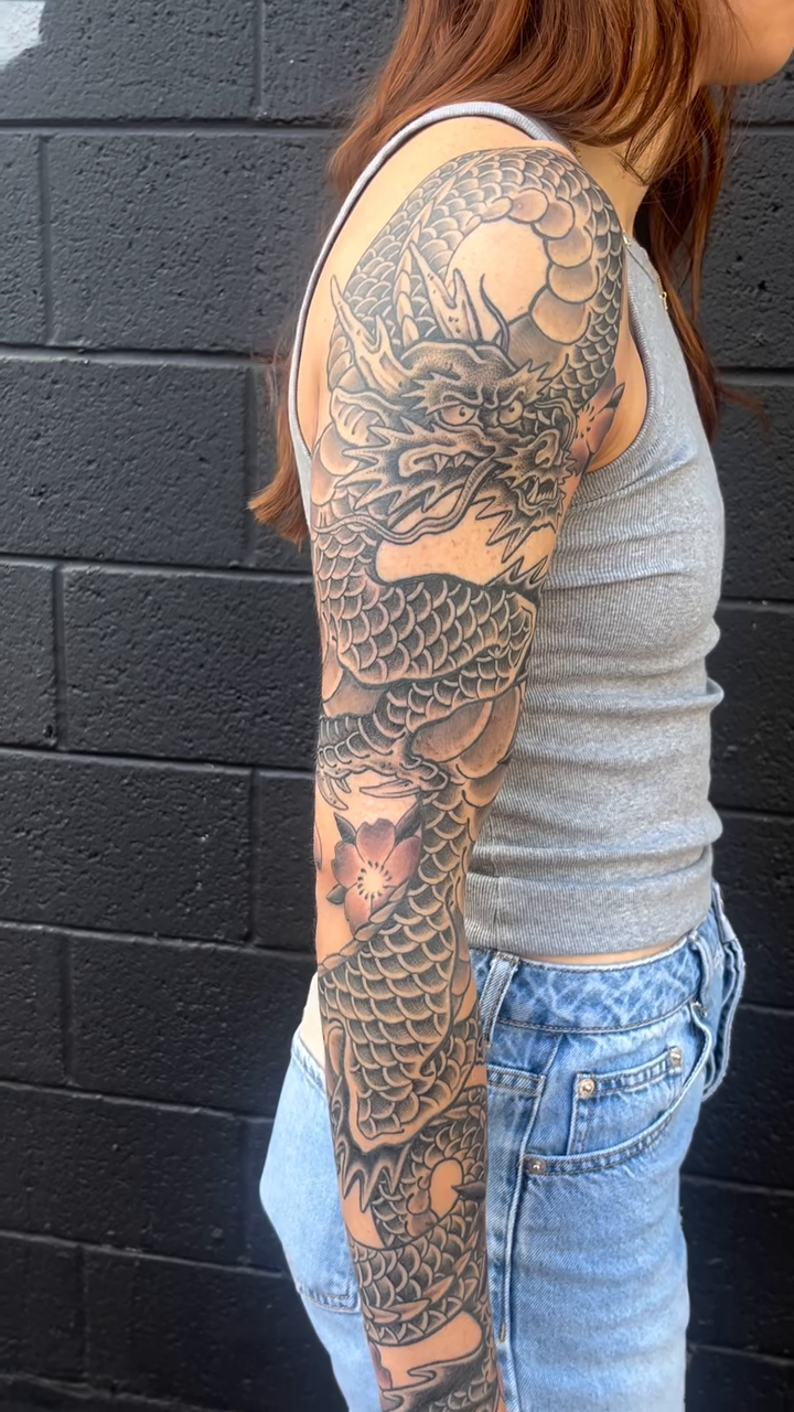 Tattoo by @tippetstattoos — japanese_irezumi, black_and_grey