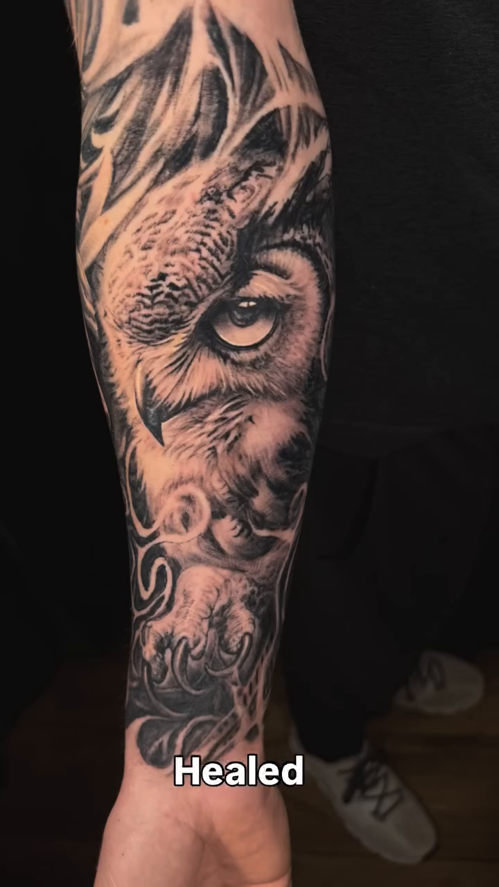 Owl realism tattoo by Cory James