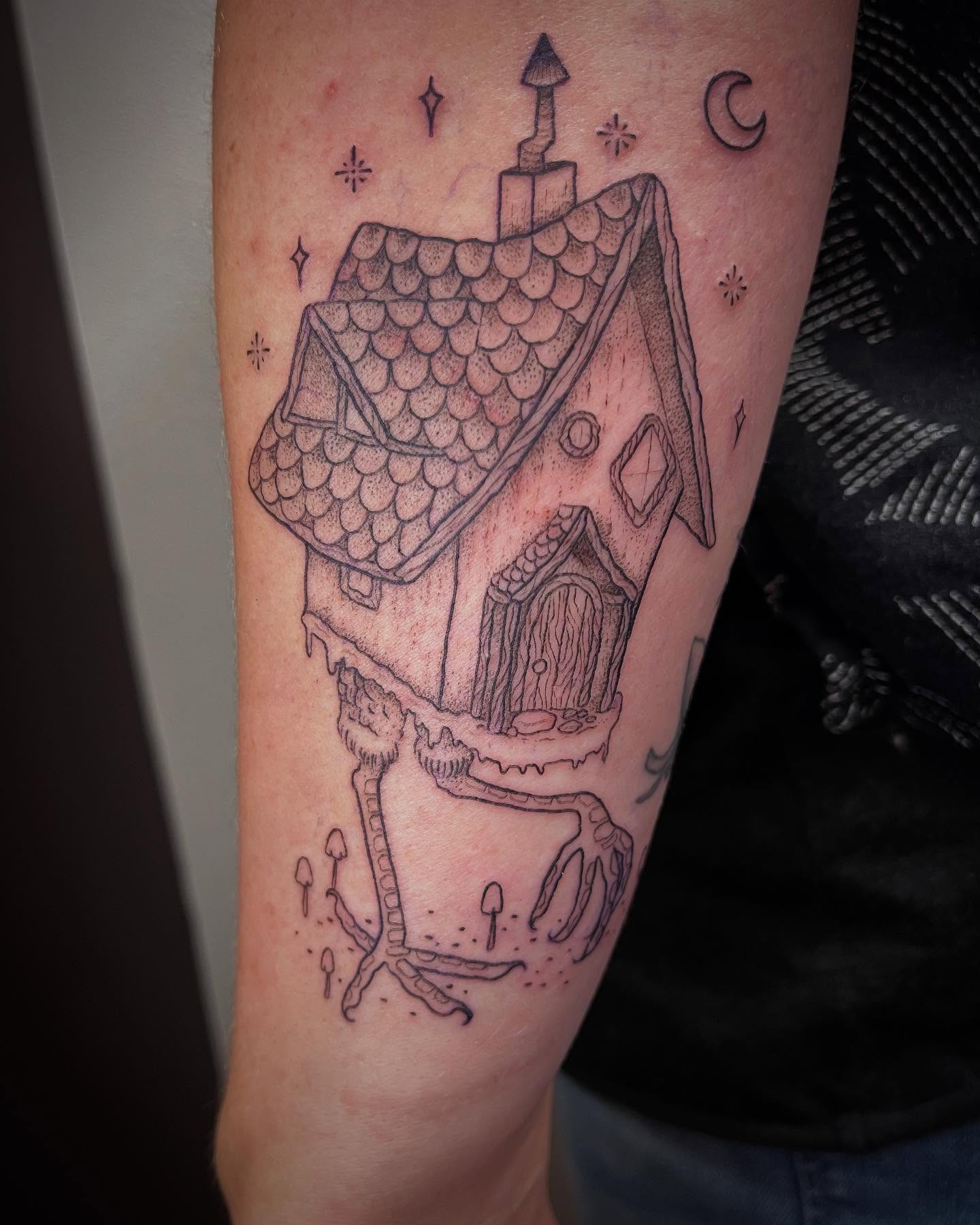 House realism tattoo on the forearm by Peach ๐, Portland, Oregon