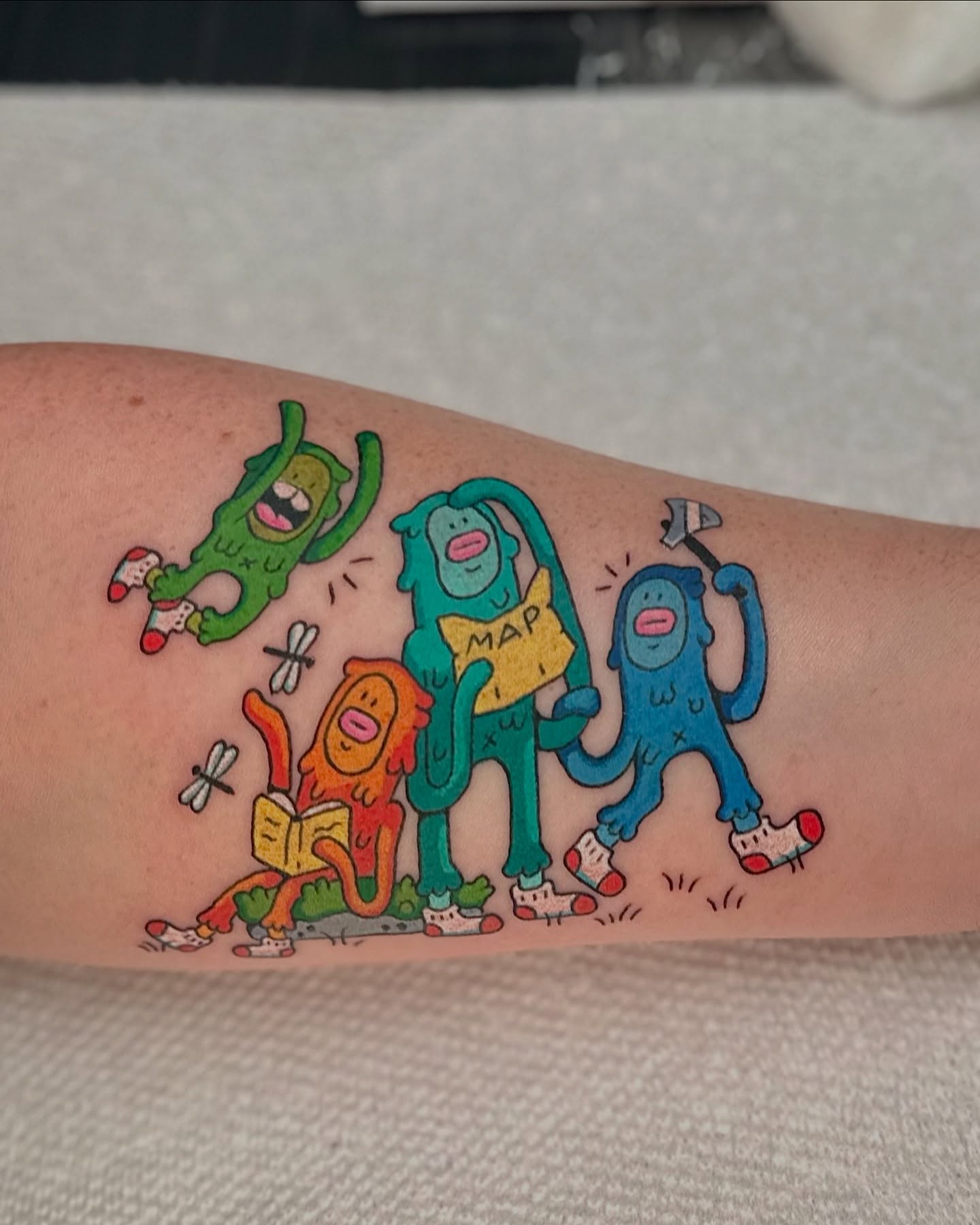 Monkeys dotwork tattoo on the forearm by Kellie Burch